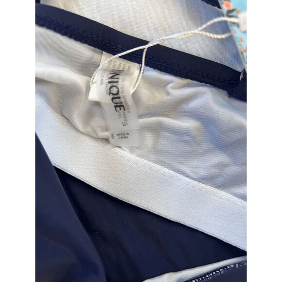 Women's Yoniqui Tankini & Swim Skirt Set, Blue/White, Size Large, Flowers - Picture 2 of 9